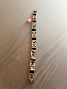Polished Silver-Tone Men's H Link Bracelet